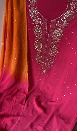 Badla work with rose motifs across the body of the kurta piece
