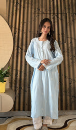 Blue cotton kurti on the model