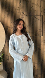 Blue kurti on the model