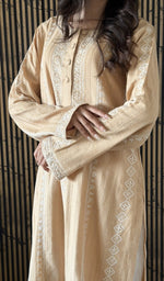 Beige kurti, worn by the model