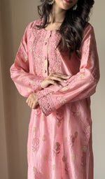 Pink kurti, worn by the model