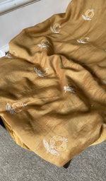 Gala and front placket, fine do taar and teen taar chikankari with haath ki jaali on