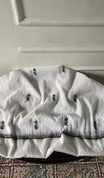 Load image into Gallery viewer, white pure mul chanderi, full piece laid out