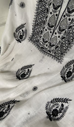 Load image into Gallery viewer, fine chikankari on white pure mul chanderi