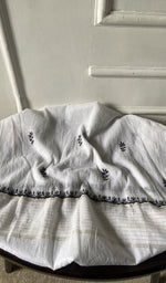 Bottom fabric draped over the stool