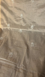 Hand embroidery on beige tissue chanderi