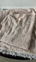 Kanza — Pink Pure Mul Chanderi Chikankari 3 Pc Semi-Stitched Suit Set