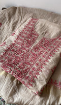 Mira — Cream Mul Chanderi Chikankari 2 Pc Unstitched Suit Set
