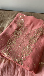 Load image into Gallery viewer, Coral suit set on the mannequin with its dupatta