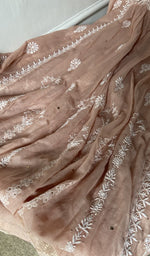 Gala and front placket, do taar and teen taar chikankari with haath ki jaali on semi
