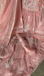 Angarkha style with fine do taar and teen taar chikankari across the body of the kurta piece
