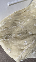gala and front panel, angarkha style with fine do and teen taar chikankari and mukaish work