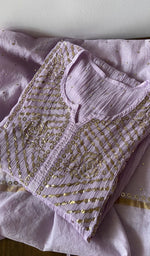 Gala and front placket, angarkha style with fine do taar and teen taar chikankari