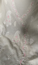 fine chikankari with angarkha style pattern across the body of the kurta