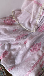 White pure mul chanderi dupatta with scattered motifs