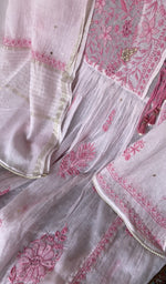 Gala and neckline, angarkha style with fine do taar and teen taar chikankari