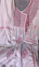 Sleeve work on white pure mul chanderi
