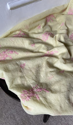 gala and front panel, fine coloured chikankari with unique motifs