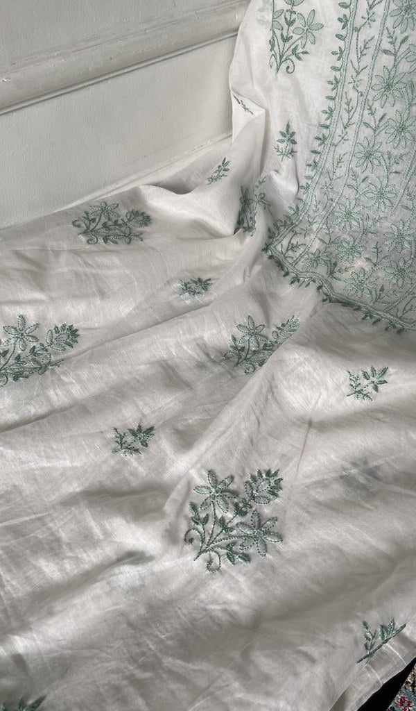 Gala and front panel worked in fine chikankari