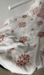 Gala and front placket, fine coloured chikankari