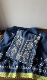 Gala and neckline of the blue kurta
