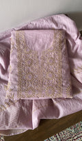 Zia m — Pink Pure Mul Chanderi Chikankari 3 Pc Unstitched Suit Set