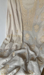 Gala and front placket, do taar and teen taar chikankari