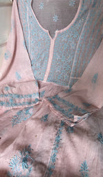 do taar and teen taar chikankari with haath ki jaali on semi across the body of the kurta