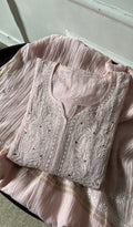 Zimal — Pink Pure Mul Chanderi Chikankari 3 Pc Semi-Stitched Suit Set