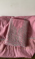 Meher — Pink Pure Mul Chanderi Chikankari 3 Pc Unstitched Suit Set