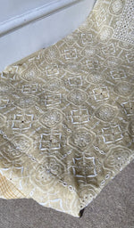 Gala and front placket, fine do taar and teen taar jaaldar chikankari with haath ki 