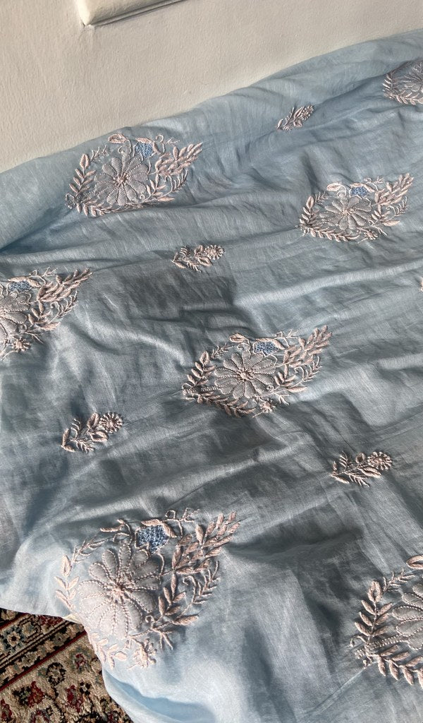 Chikankari across the body of the light kurta piece