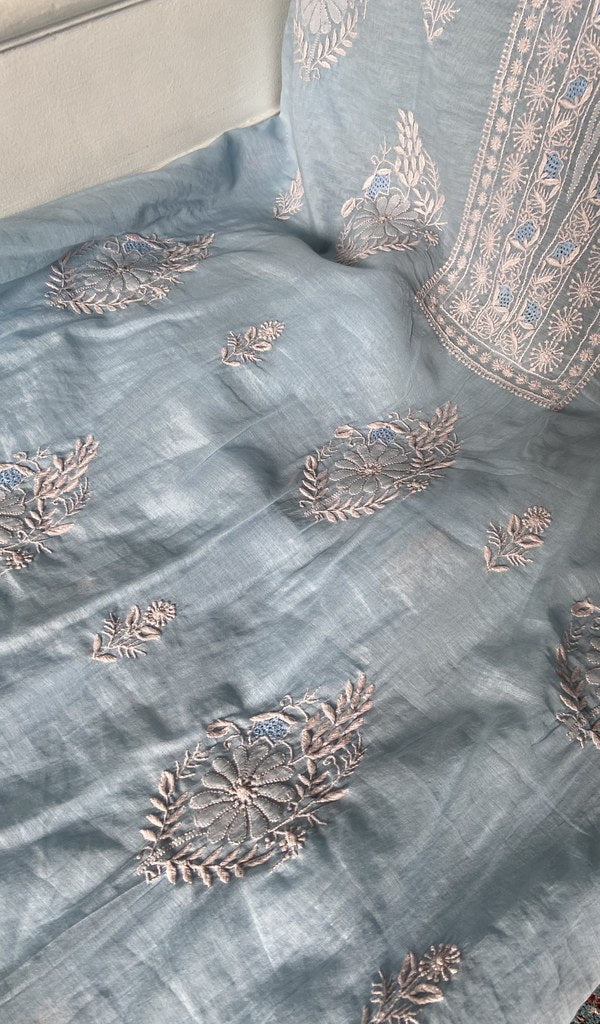 Gala and front panel worked in do taar and teen taar chikankari with haath ki jaali