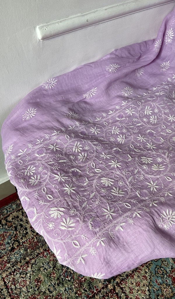 Gala and front panel worked in do taar and teen taar chikankari with haath ki jaali