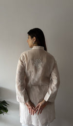 Arham — Nude Pure Mul Chanderi Chikankari Stitched Kurti — detail 12