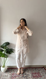 Nude pure mul chanderi, front of the kurta