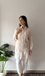 Fine chikankari across the yoke