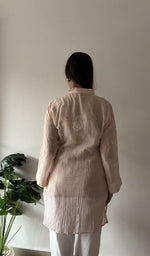 Arham — Blush Pink Pure Mul Chanderi Chikankari Stitched Kurti — detail 11