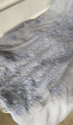 Gala and front placket, fine chikankari on panel
