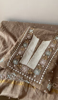 Nitara — Dusty Rose Pure Mul Chanderi Chikankari 3 Pc Unstitched Suit Set