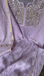Badla work and mukaish work across the body of the kurta piece