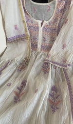 Chikankari worked by hand on mul chanderi