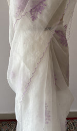 drape across the shoulder, off white pure organza silk