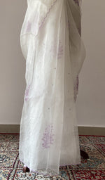 back of the off white chikankari saree
