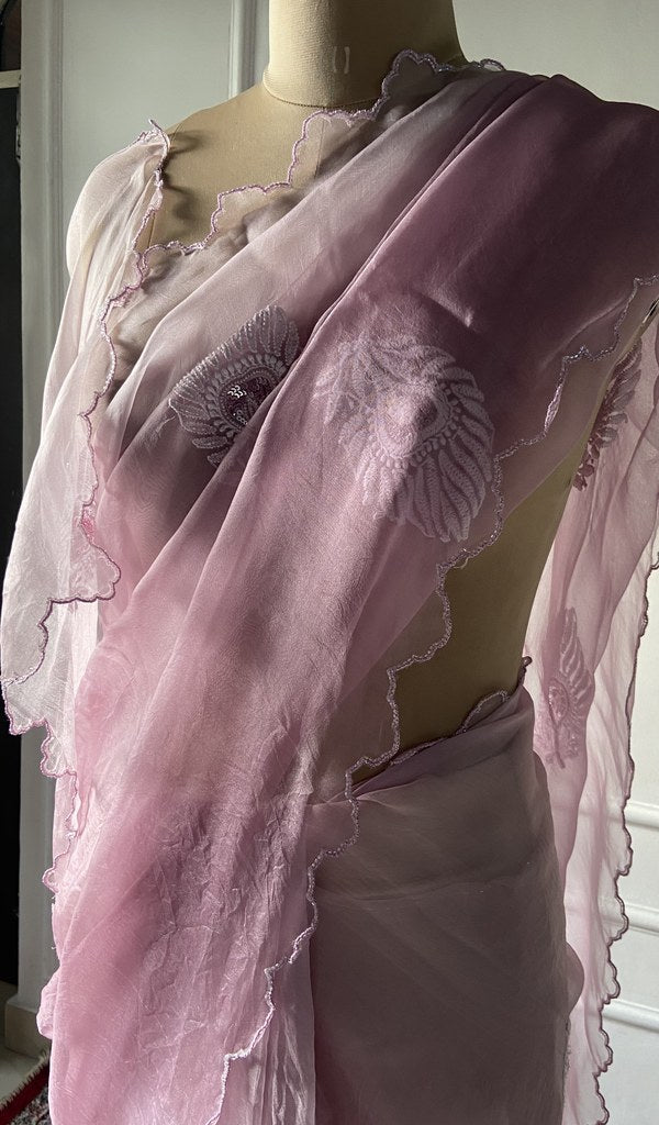 Gala and front panel worked in do taar and teen taar chikankari