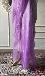 Load image into Gallery viewer, Border and hem of the lilac pure organza silk