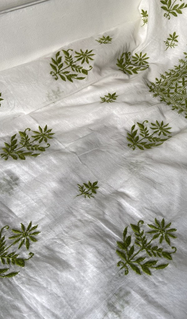 Gala and front panel worked in fine chikankari