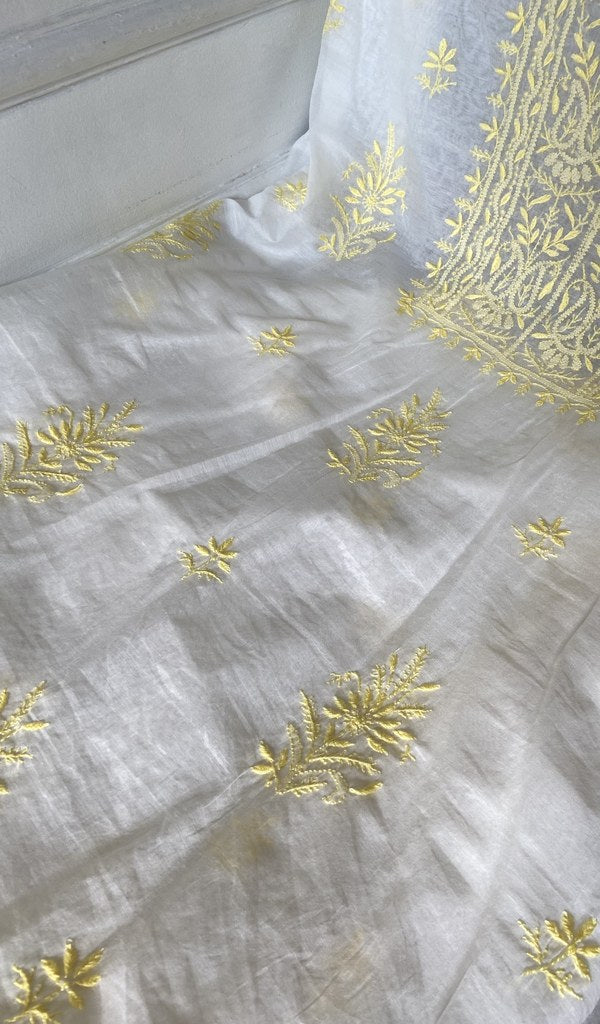 Gala and front panel worked in fine chikankari