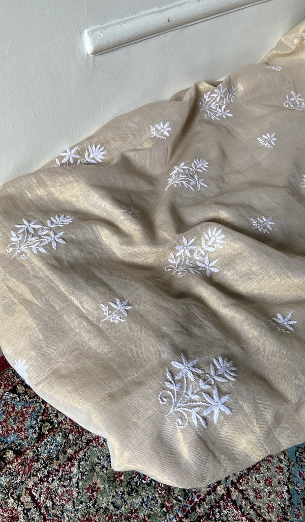 Gala and front panel worked in fine chikankari