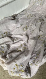 Gala and front placket, fine chikankari with haath ki jaali on semi stitch gathers s